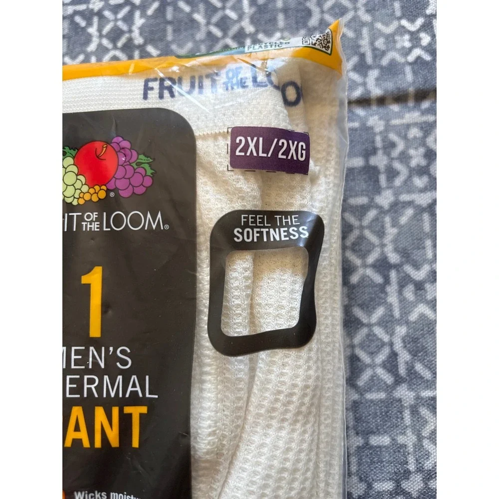 Fruit of the Loom Thermal Pant Mens 2XL Natural NEW Waffle Knit Base Layer